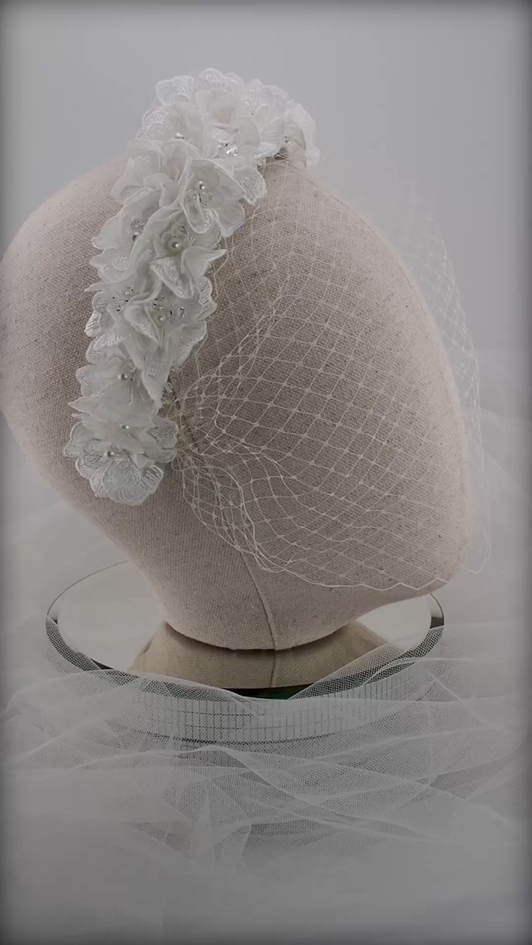 THE PEARLFLOWER HEADBAND - With Optional Birdcage Veil